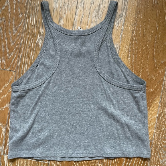 Open Edit Grey Ribbed High Neck Tank - Picture 2 of 6